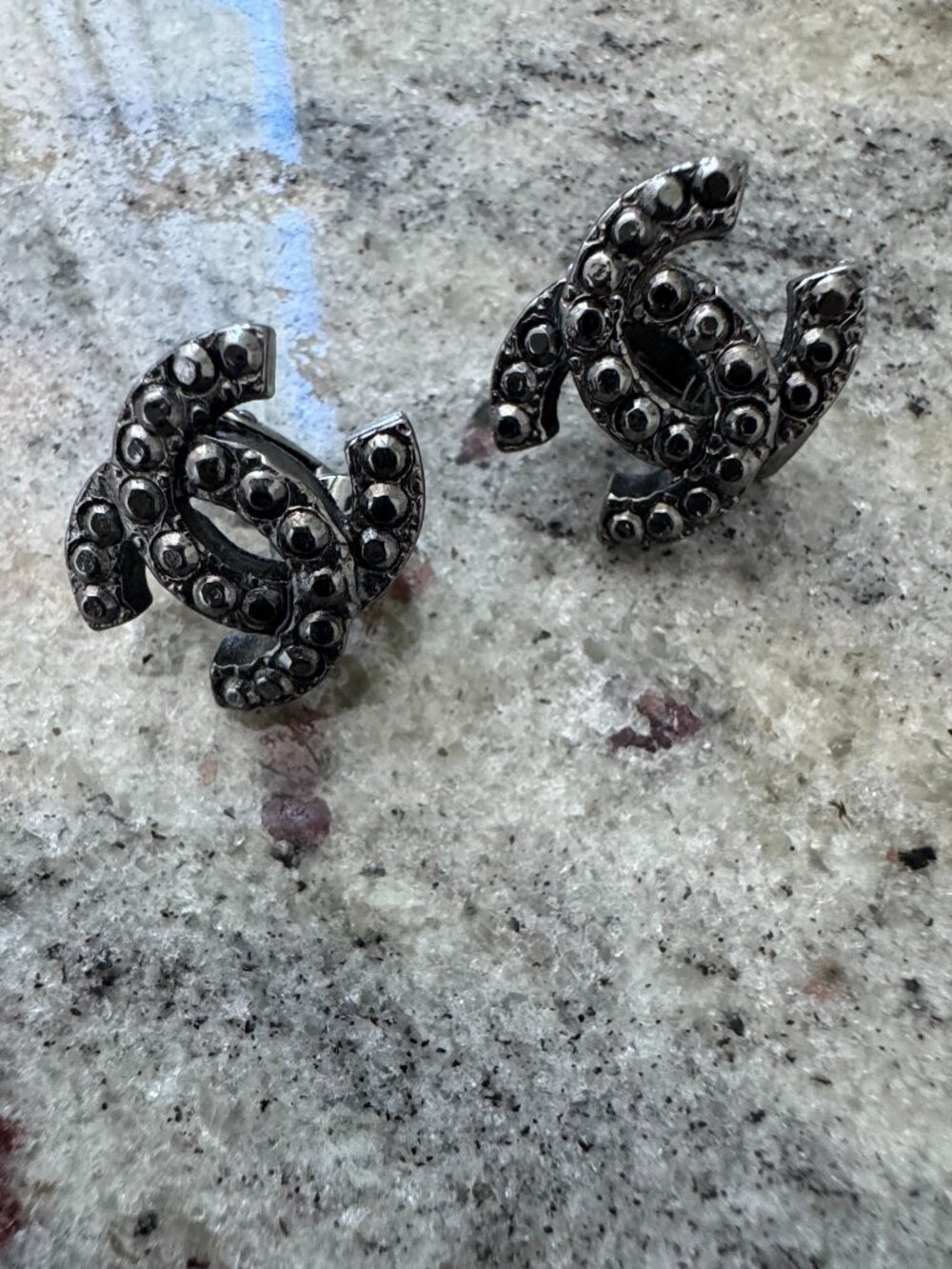 Chanel CC 2006 Vintage Clip on Earrings in Ruthenium Hardware -ultra rare!!